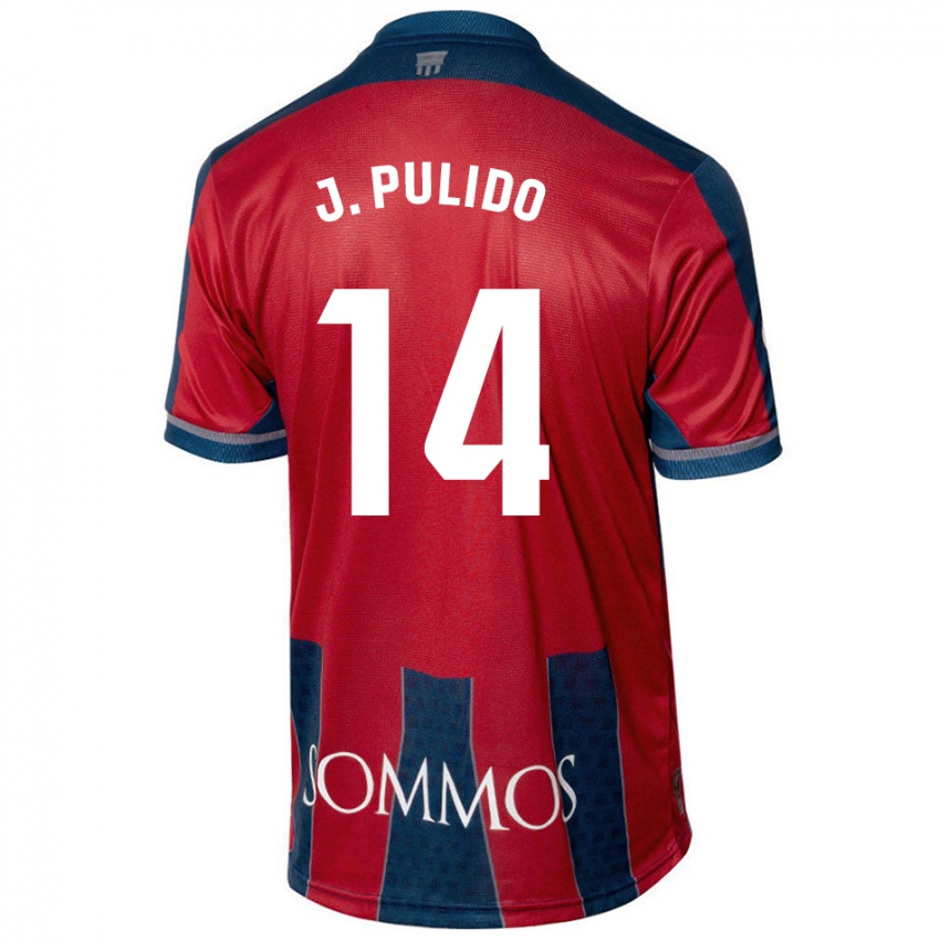 Criança Camisola Jorge Pulido #14 Azul Vermelho Principal 2024/25 Camisa