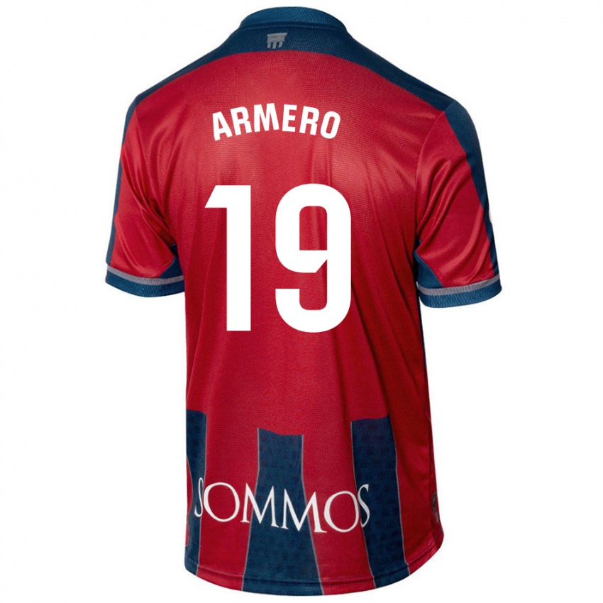 Criança Camisola Sergi Armero #19 Azul Vermelho Principal 2024/25 Camisa