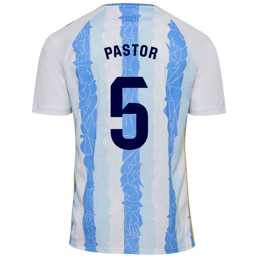 Criança Camisola Álex Pastor #5 Azul Branco Principal 2024/25 Camisa