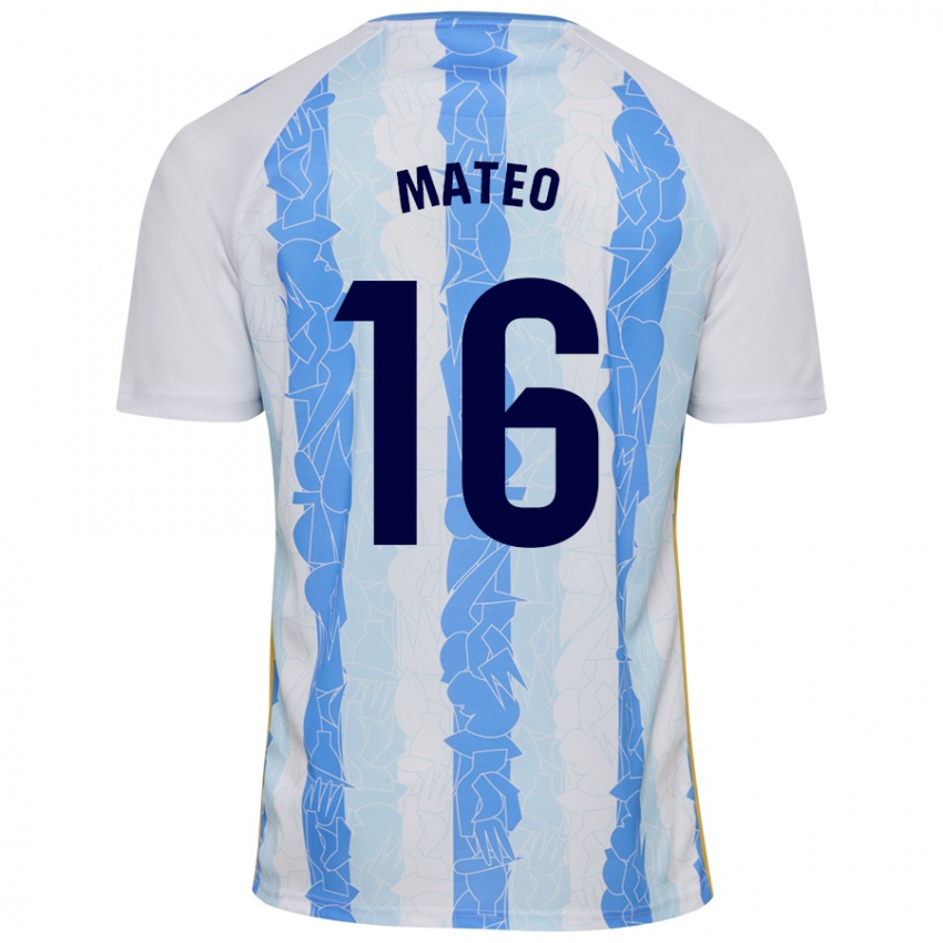 Criança Camisola Ángel Mateo #16 Azul Branco Principal 2024/25 Camisa