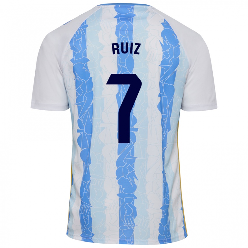 Criança Camisola María Ruiz #7 Azul Branco Principal 2024/25 Camisa