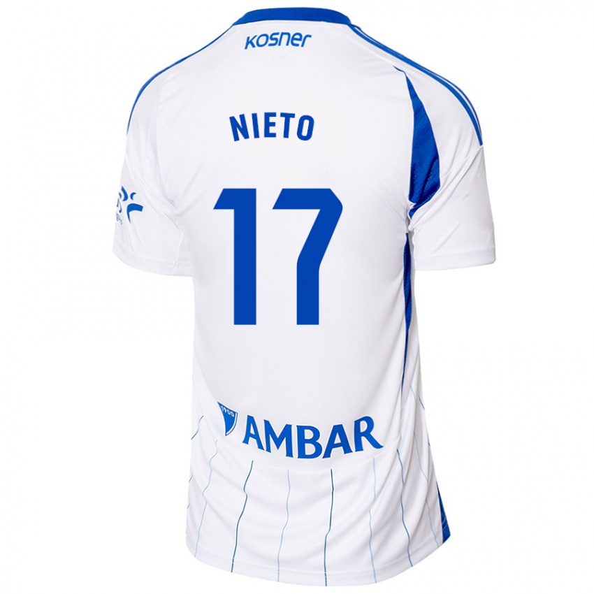 Criança Camisola Carlos Nieto #17 Vermelho Branco Principal 2024/25 Camisa