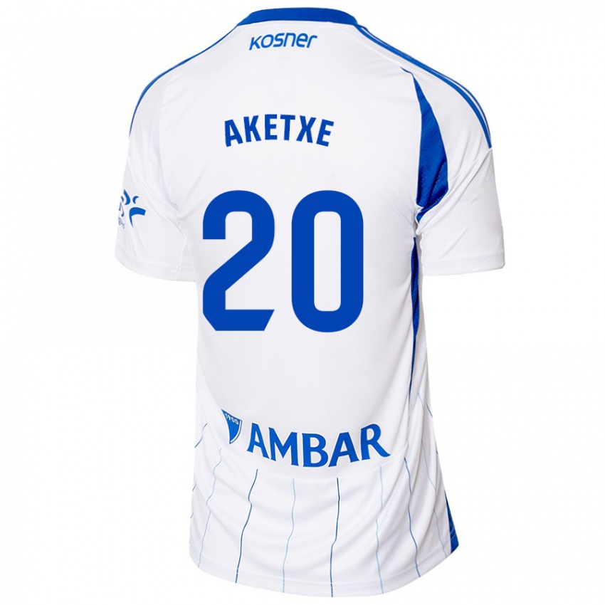 Criança Camisola Ager Aketxe #20 Vermelho Branco Principal 2024/25 Camisa