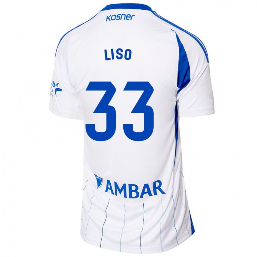 Criança Camisola Adrián Liso #33 Vermelho Branco Principal 2024/25 Camisa