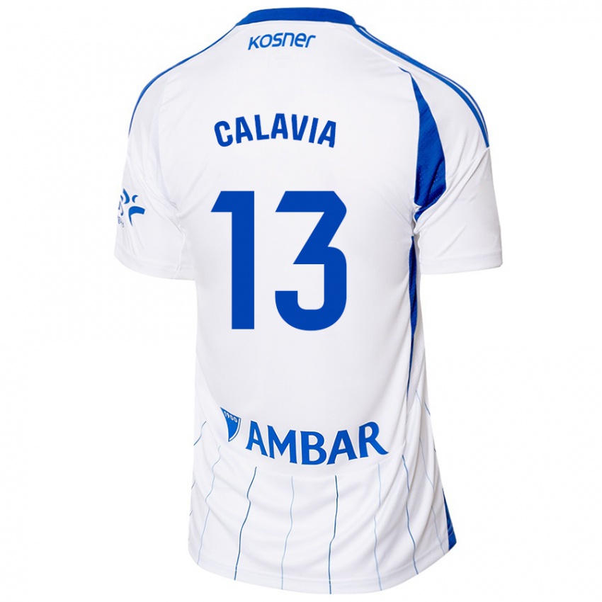 Criança Camisola Carlos Calavia #13 Vermelho Branco Principal 2024/25 Camisa