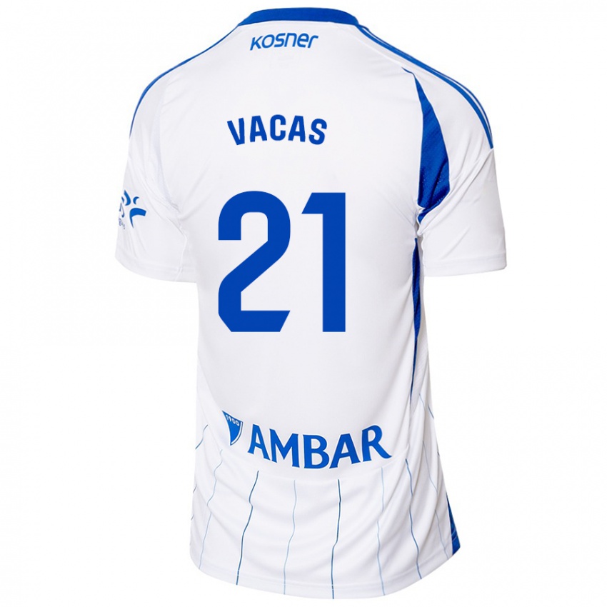 Criança Camisola Óscar Vacas #21 Vermelho Branco Principal 2024/25 Camisa