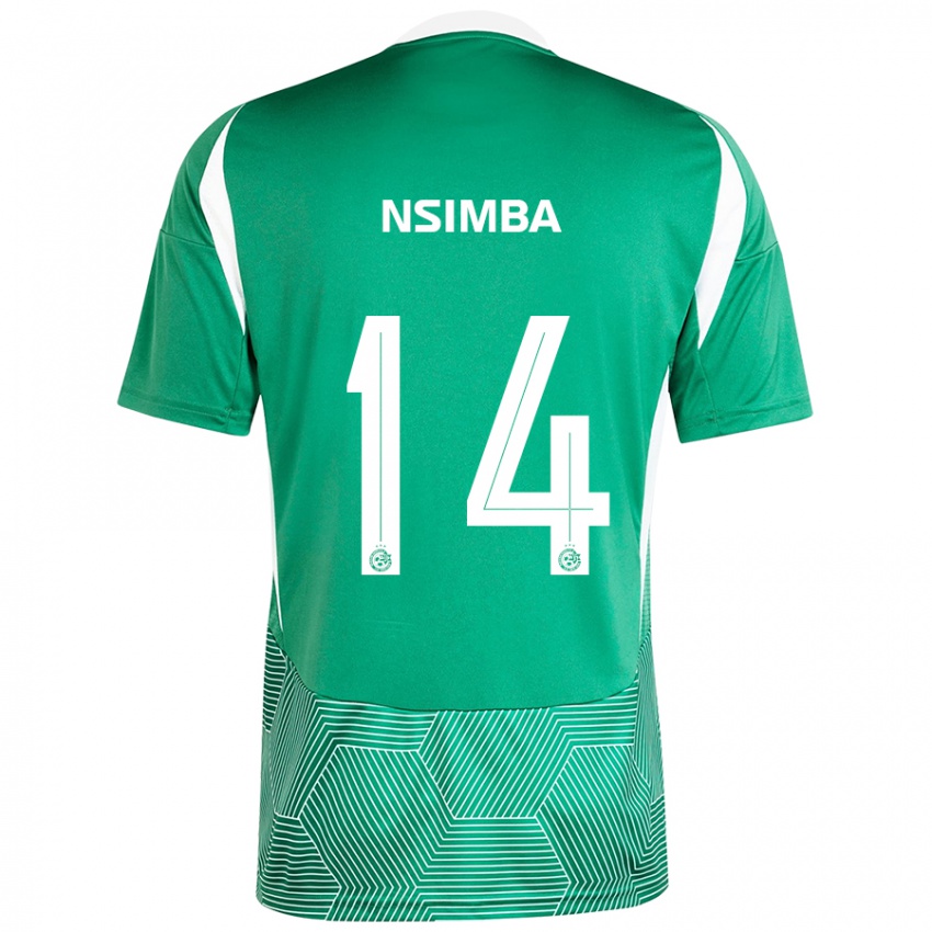 Criança Camisola Vital Nsimba #14 Branco Verde Principal 2024/25 Camisa