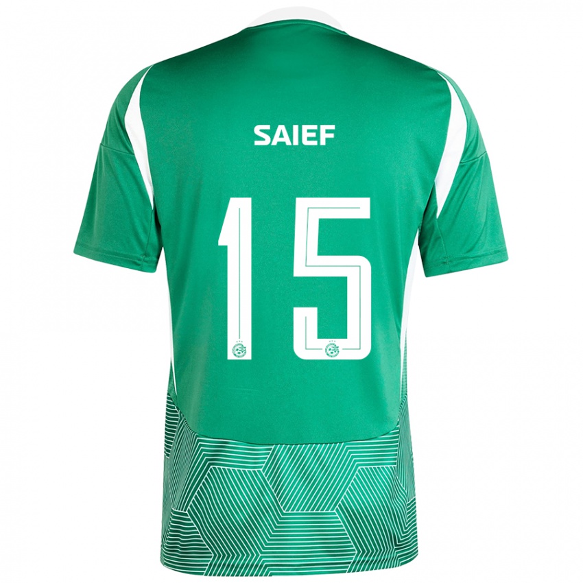 Criança Camisola Kenny Saief #15 Branco Verde Principal 2024/25 Camisa