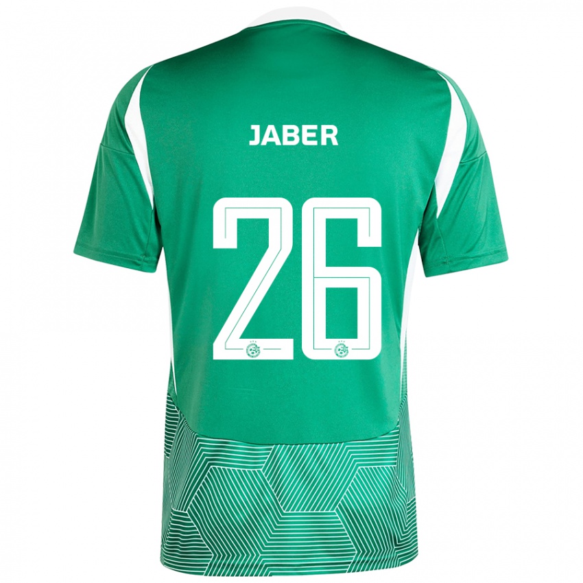 Criança Camisola Mahmoud Jaber #26 Branco Verde Principal 2024/25 Camisa