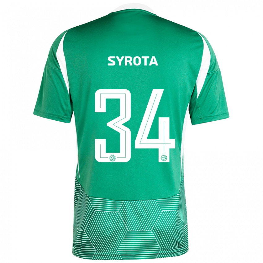 Criança Camisola Oleksandr Syrota #34 Branco Verde Principal 2024/25 Camisa