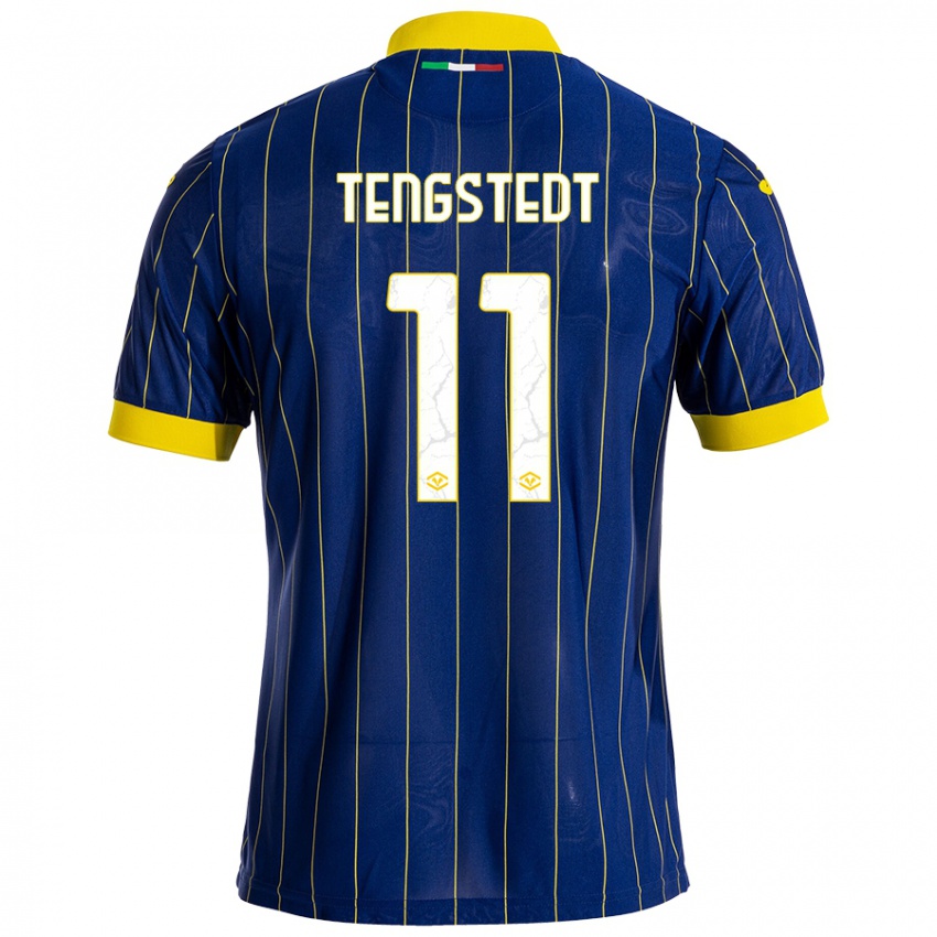 Criança Camisola Casper Tengstedt #11 Azul Amarelo Principal 2024/25 Camisa