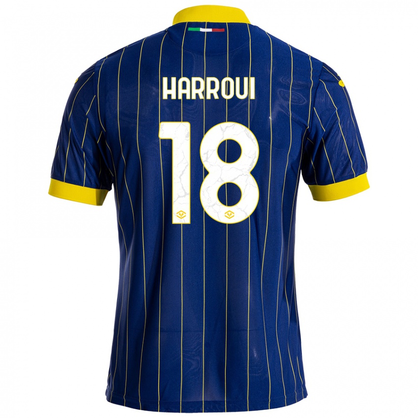 Criança Camisola Abdou Harroui #18 Azul Amarelo Principal 2024/25 Camisa