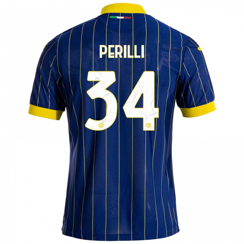 Criança Camisola Simone Perilli #34 Azul Amarelo Principal 2024/25 Camisa