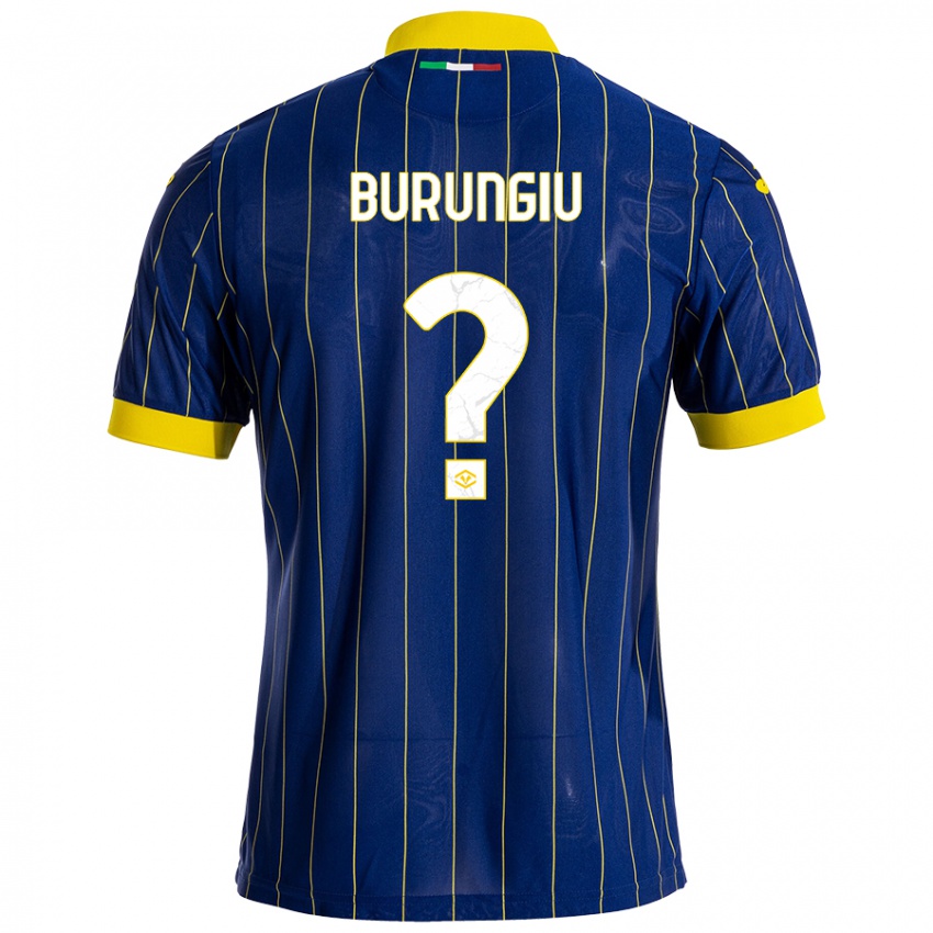 Criança Camisola Luca Burungiu #0 Azul Amarelo Principal 2024/25 Camisa