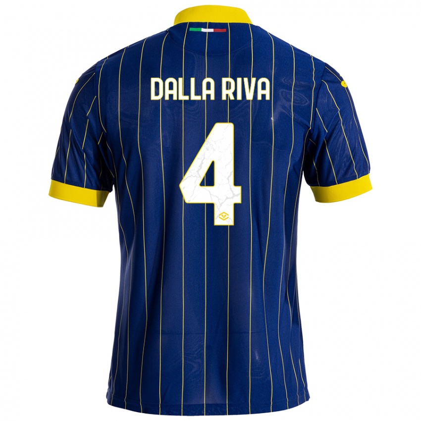 Criança Camisola Stefano Dalla Riva #4 Azul Amarelo Principal 2024/25 Camisa