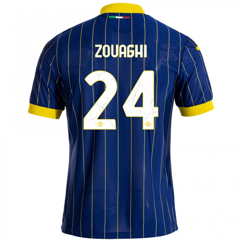 Criança Camisola Thomas Zouaghi #24 Azul Amarelo Principal 2024/25 Camisa