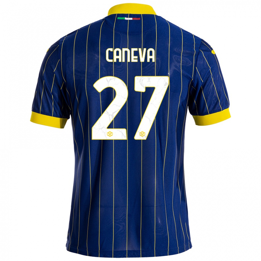 Criança Camisola Elia Caneva #27 Azul Amarelo Principal 2024/25 Camisa