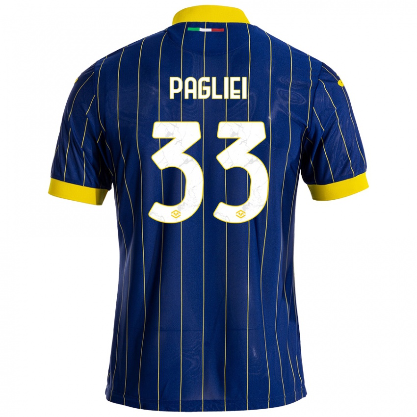 Criança Camisola Matteo Pagliei #33 Azul Amarelo Principal 2024/25 Camisa