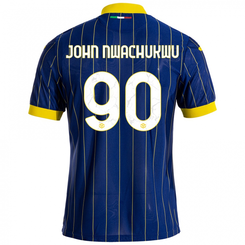 Criança Camisola Samuel John Nwachukwu #90 Azul Amarelo Principal 2024/25 Camisa