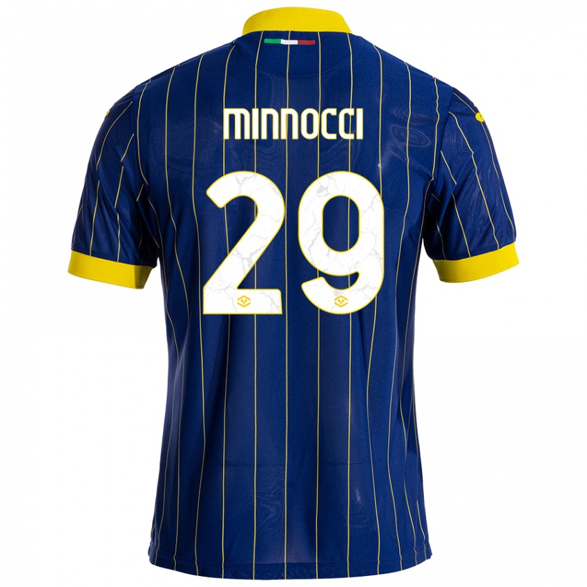 Criança Camisola Valerio Minnocci #29 Azul Amarelo Principal 2024/25 Camisa