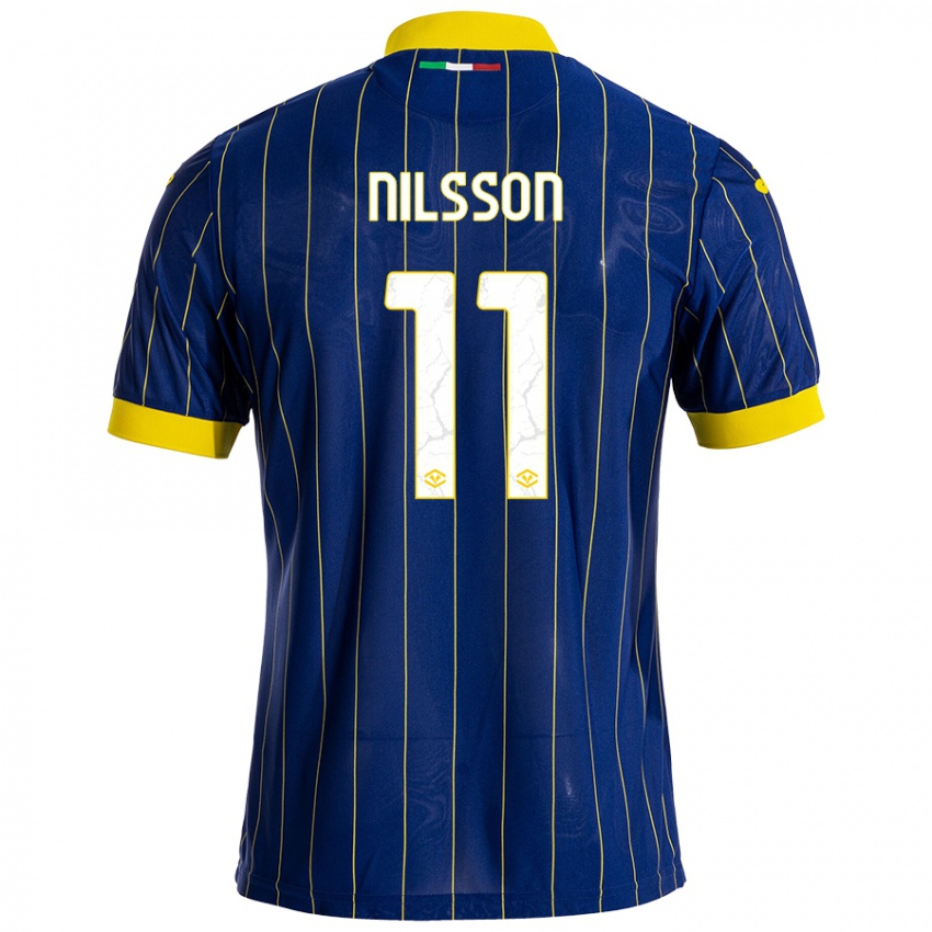 Criança Camisola Sara Nilsson #11 Azul Amarelo Principal 2024/25 Camisa