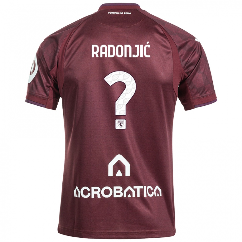 Criança Camisola Nemanja Radonjic #0 Branco Castanho Principal 2024/25 Camisa