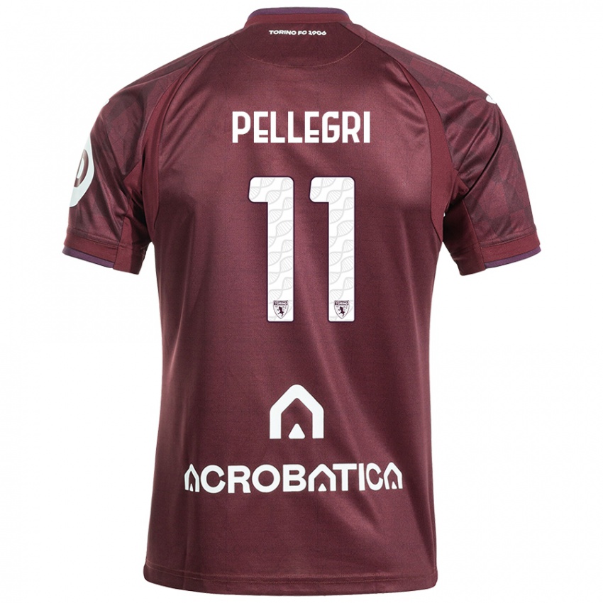 Criança Camisola Pietro Pellegri #11 Branco Castanho Principal 2024/25 Camisa