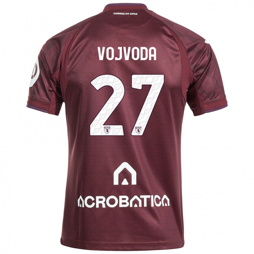 Criança Camisola Mërgim Vojvoda #27 Branco Castanho Principal 2024/25 Camisa