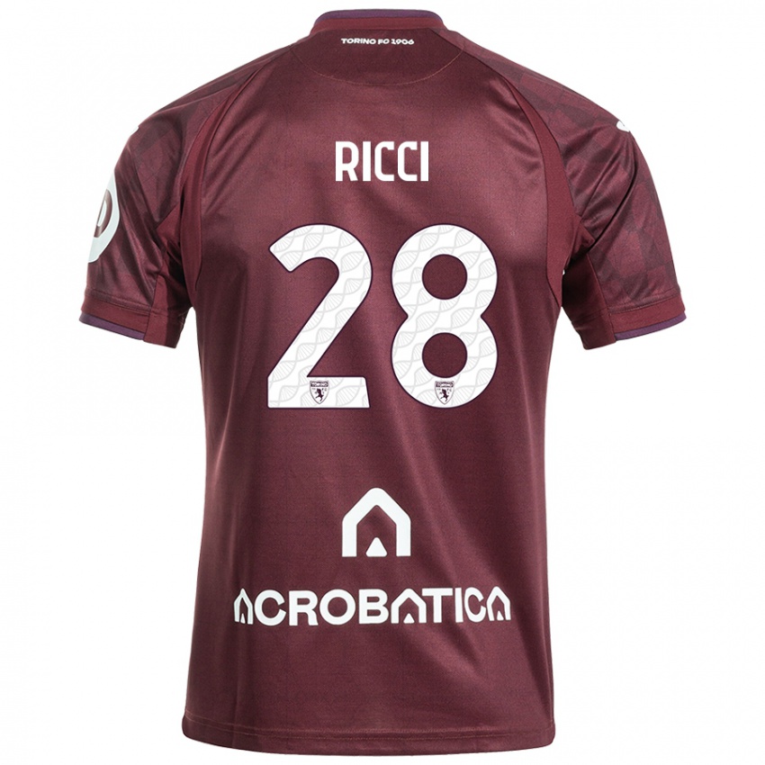 Criança Camisola Samuele Ricci #28 Branco Castanho Principal 2024/25 Camisa