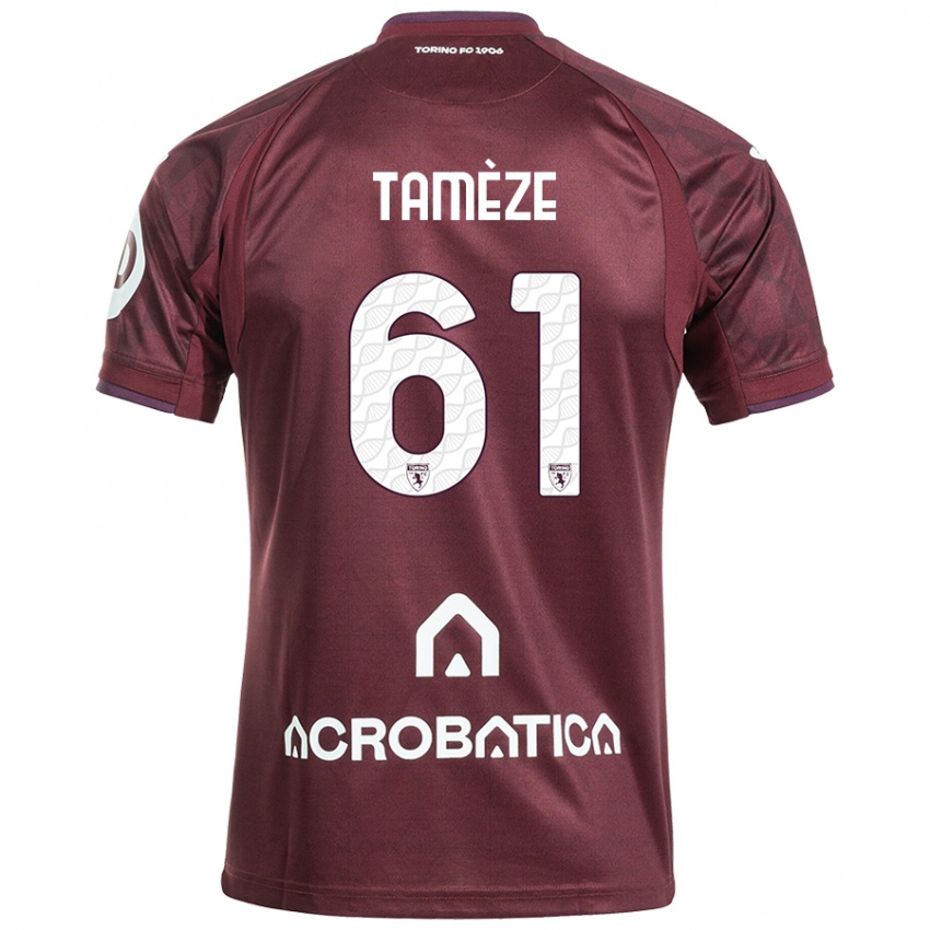 Criança Camisola Adrien Tamèze #61 Branco Castanho Principal 2024/25 Camisa