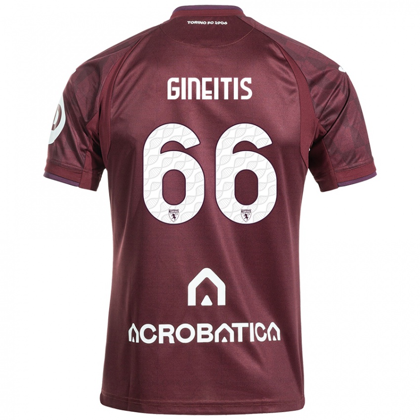 Criança Camisola Gvidas Gineitis #66 Branco Castanho Principal 2024/25 Camisa