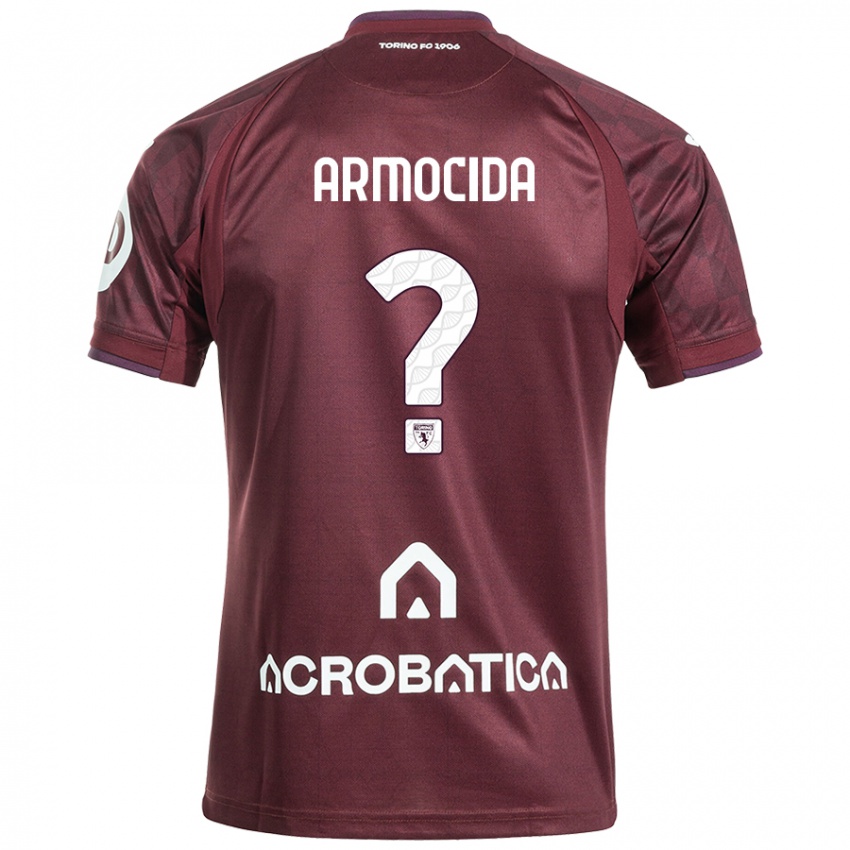 Criança Camisola Simone Armocida #0 Branco Castanho Principal 2024/25 Camisa