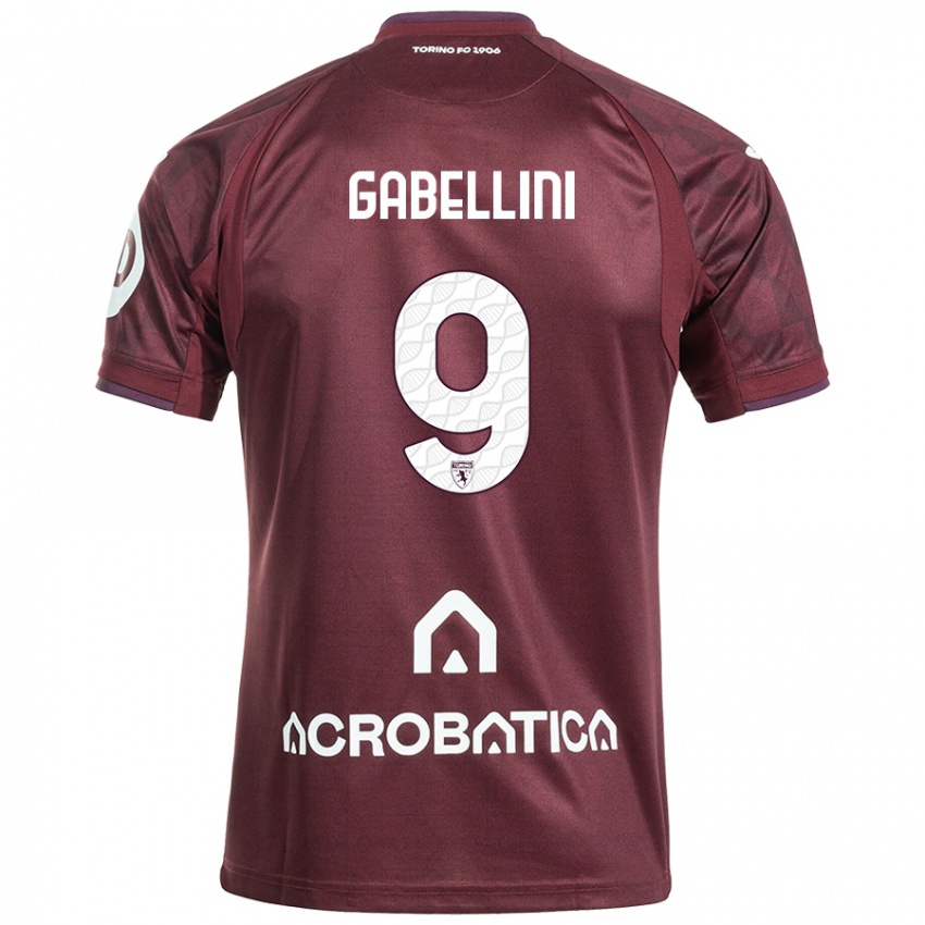 Criança Camisola Tommaso Gabellini #9 Branco Castanho Principal 2024/25 Camisa