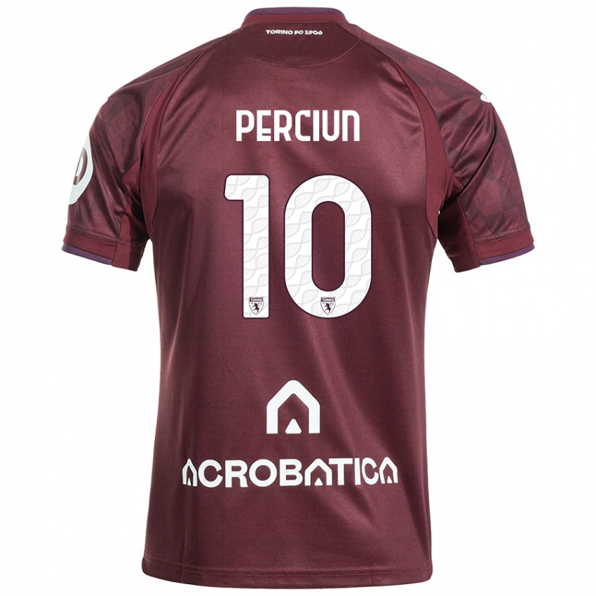 Criança Camisola Sergiu Perciun #10 Branco Castanho Principal 2024/25 Camisa