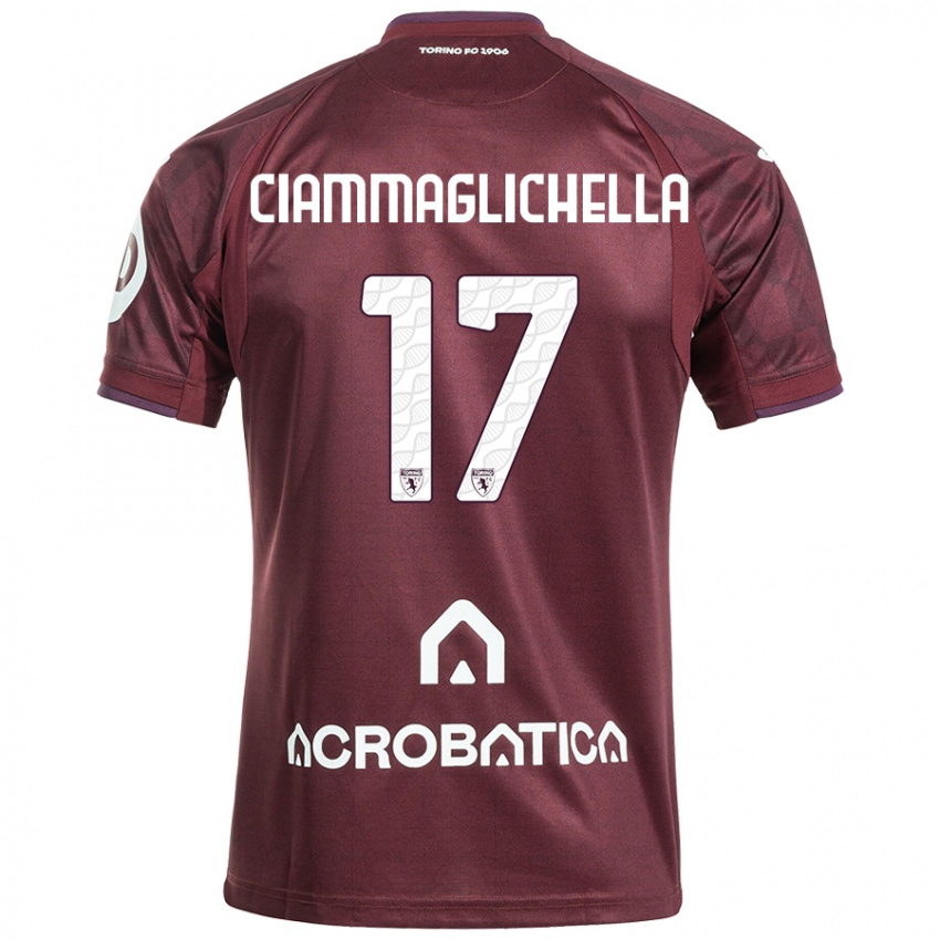 Criança Camisola Aaron Ciammaglichella #17 Branco Castanho Principal 2024/25 Camisa