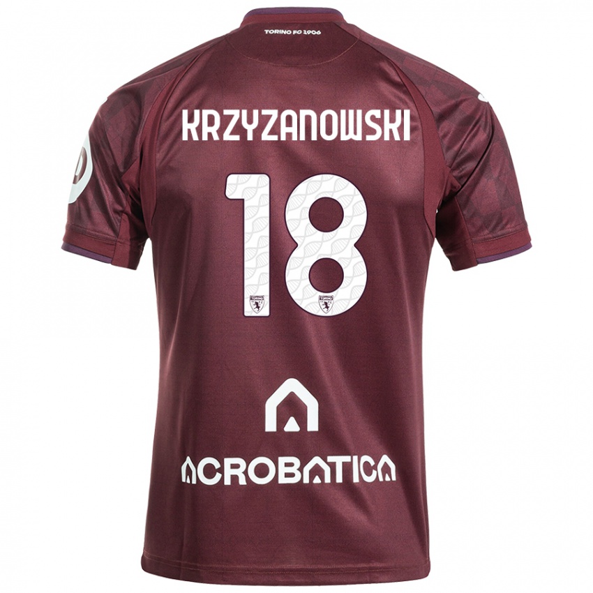 Criança Camisola Jakub Krzyzanowski #18 Branco Castanho Principal 2024/25 Camisa