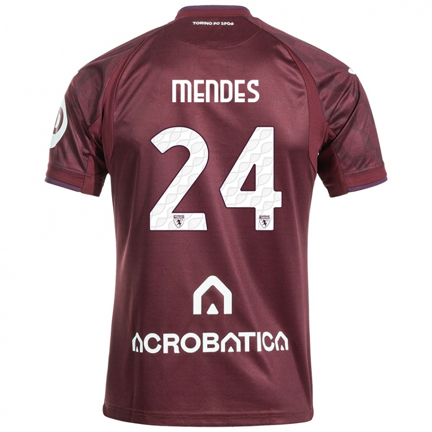 Criança Camisola Rodrigo Mendes #24 Branco Castanho Principal 2024/25 Camisa