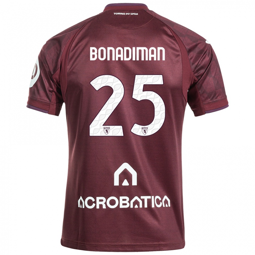 Criança Camisola Matteo Bonadiman #25 Branco Castanho Principal 2024/25 Camisa