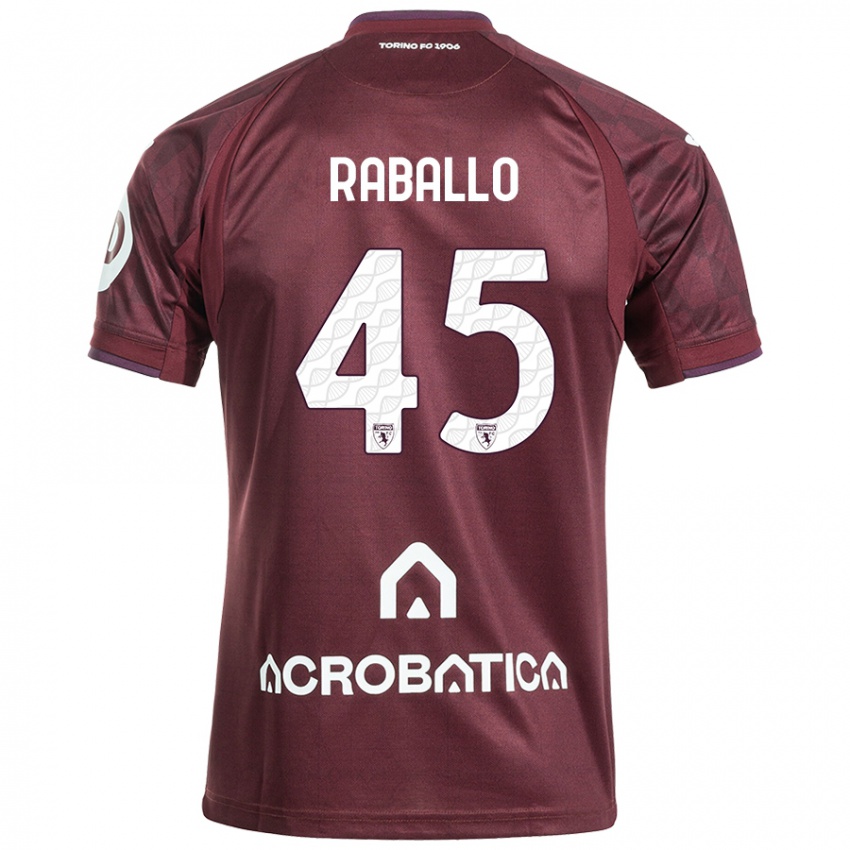 Criança Camisola Alessio Raballo #45 Branco Castanho Principal 2024/25 Camisa