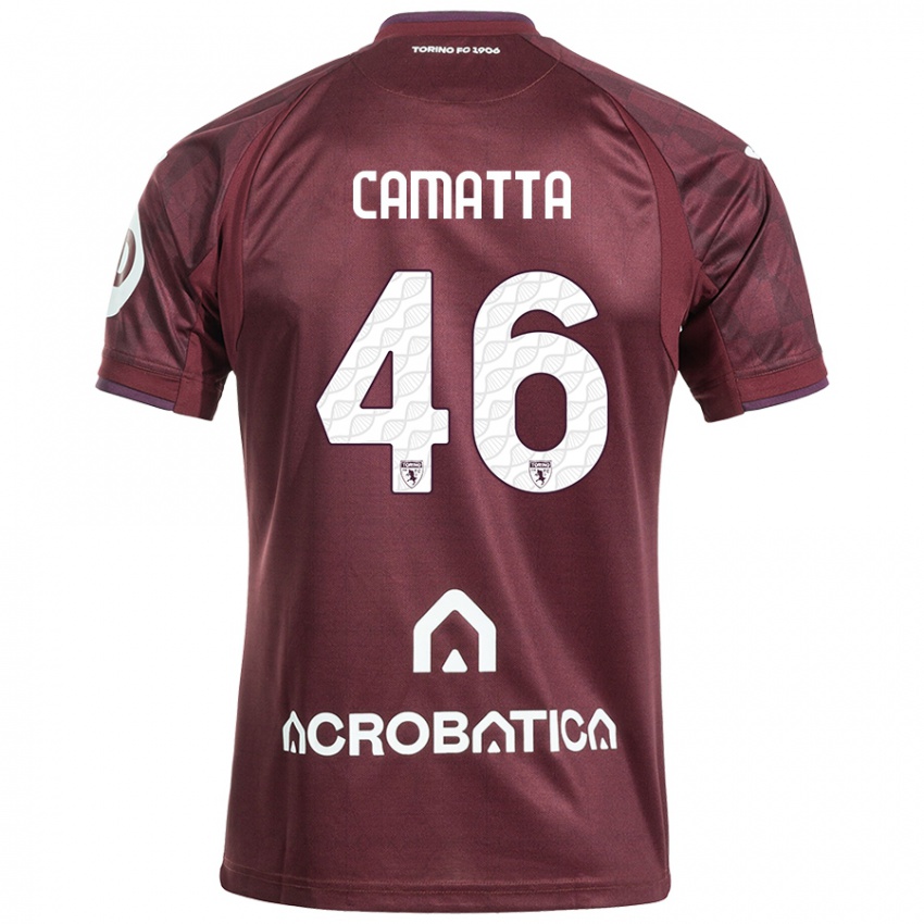 Criança Camisola Alessandro Camatta #46 Branco Castanho Principal 2024/25 Camisa