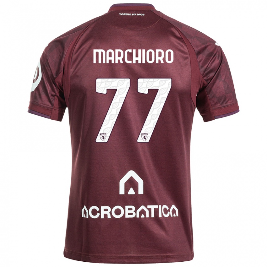 Criança Camisola Raffaele Marchioro #77 Branco Castanho Principal 2024/25 Camisa