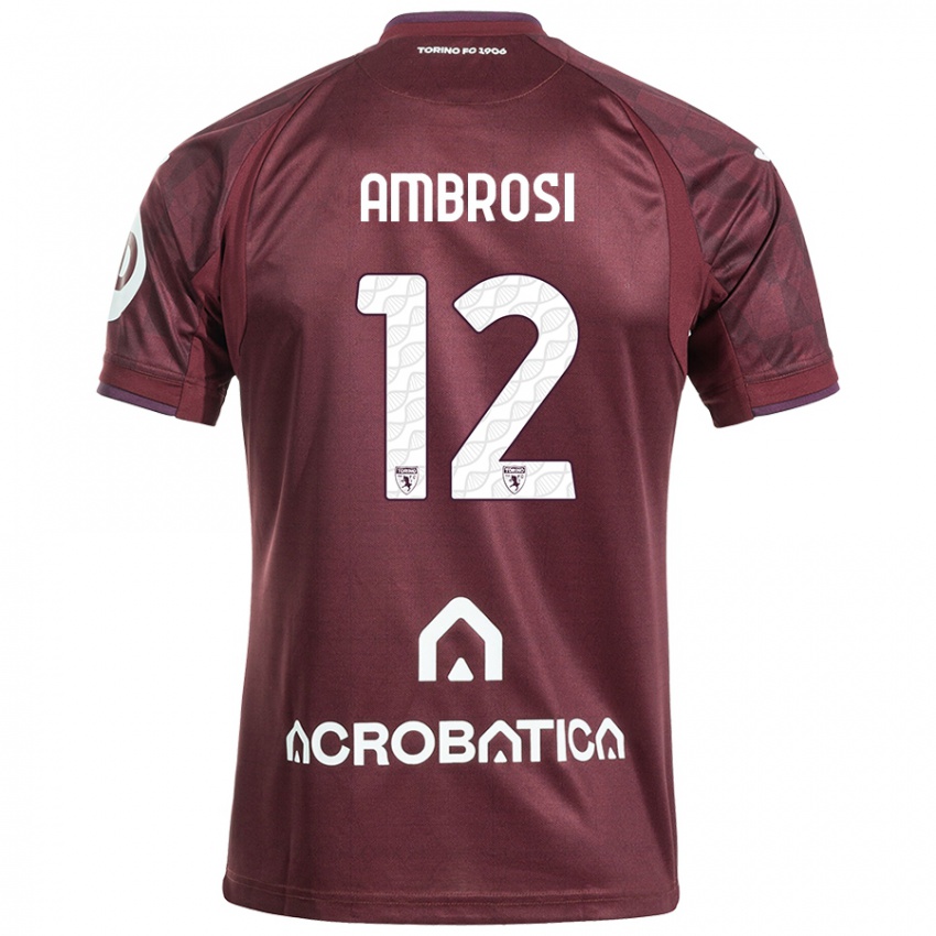 Criança Camisola Martina Ambrosi #12 Branco Castanho Principal 2024/25 Camisa