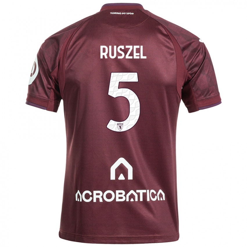 Criança Camisola Marcel Ruszel #5 Branco Castanho Principal 2024/25 Camisa