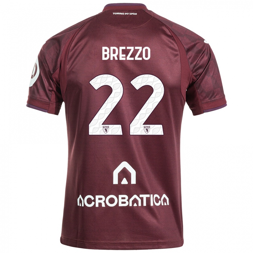 Criança Camisola Matteo Brezzo #22 Branco Castanho Principal 2024/25 Camisa