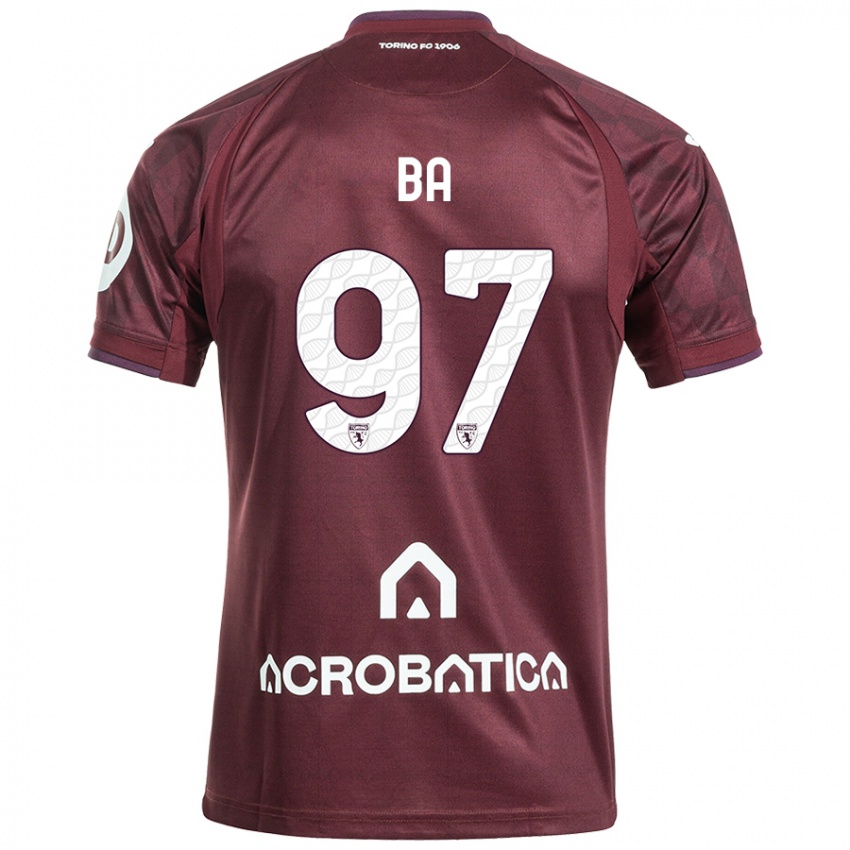 Criança Camisola El-Hadji Ba #97 Branco Castanho Principal 2024/25 Camisa