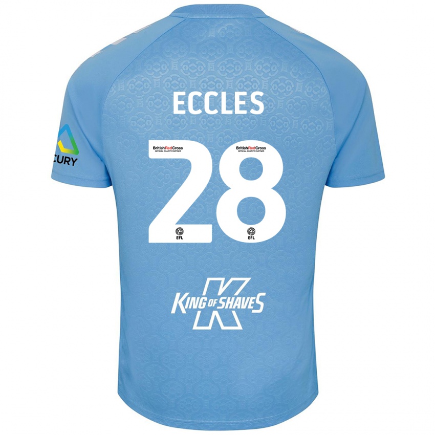 Criança Camisola Josh Eccles #28 Azul Branco Principal 2024/25 Camisa