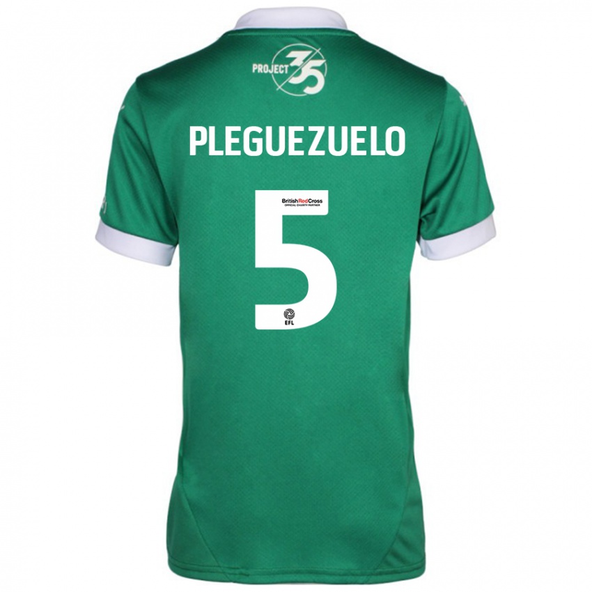 Criança Camisola Julio Pleguezuelo #5 Branco Verde Principal 2024/25 Camisa