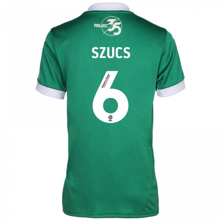 Criança Camisola Kornél Szűcs #6 Branco Verde Principal 2024/25 Camisa