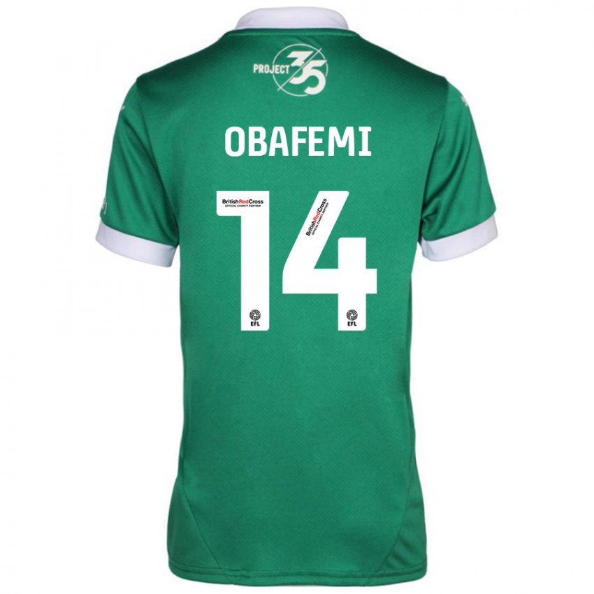 Criança Camisola Michael Obafemi #14 Branco Verde Principal 2024/25 Camisa