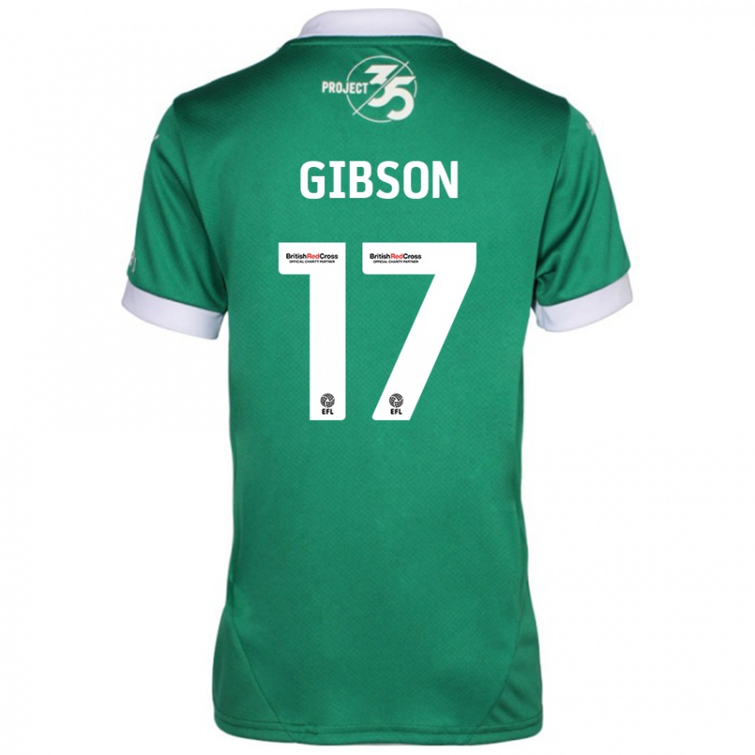 Criança Camisola Lewis Gibson #17 Branco Verde Principal 2024/25 Camisa